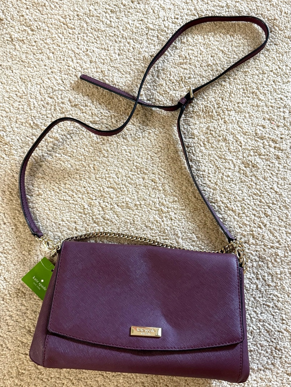 kate spade Plum/Sangria Leather Crossbody with Chain Strap